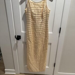 Jessica McClintock Gunne Sax Iridescent Diamond Patterned MIDI Dress 9/10 1990'S